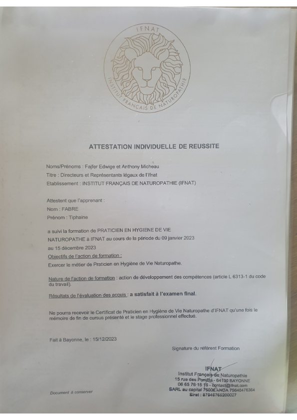 photo diplome TIPHAINE FABRE
