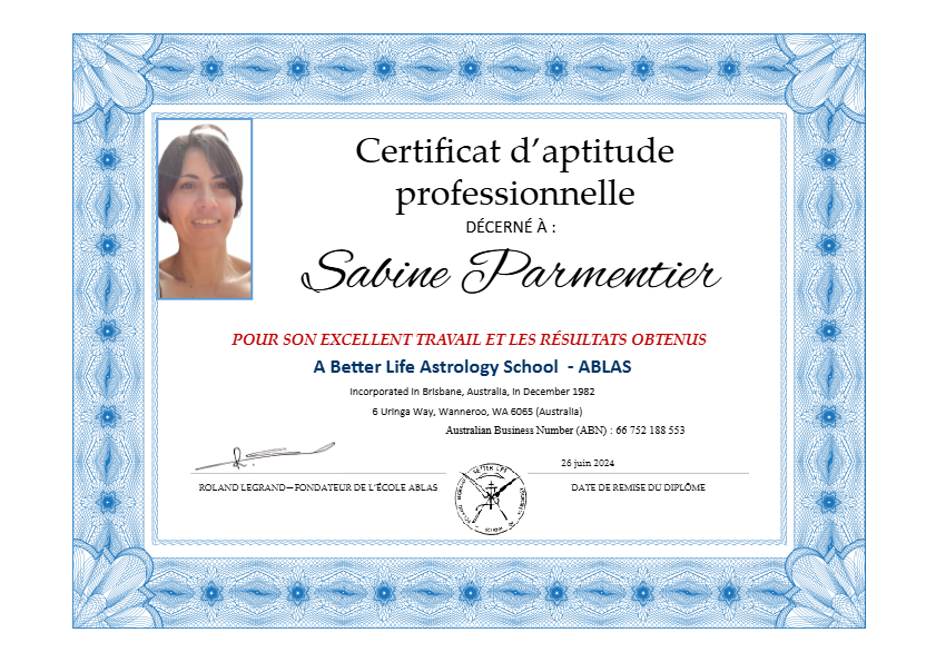 photo diplome Sabine Parmentier 