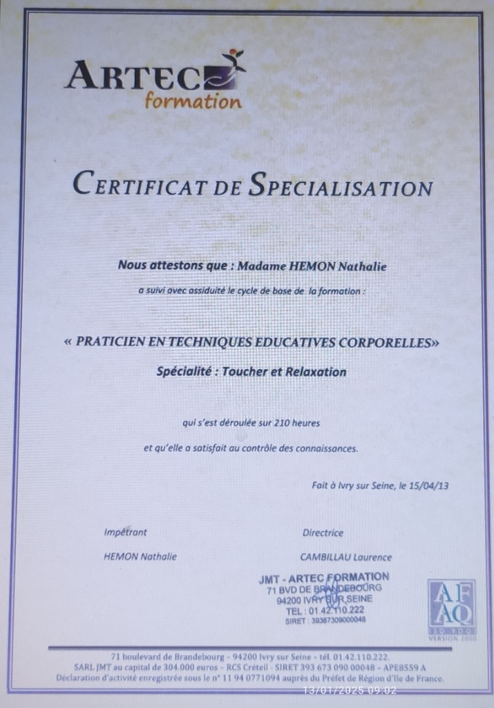 photo diplome Hemon Nathalie
