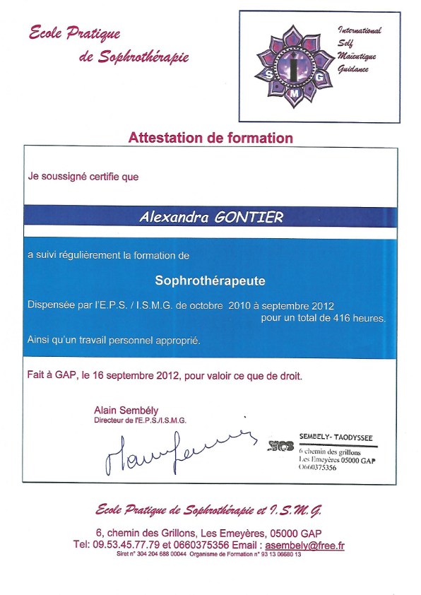 photo diplome Alexandra Gontier