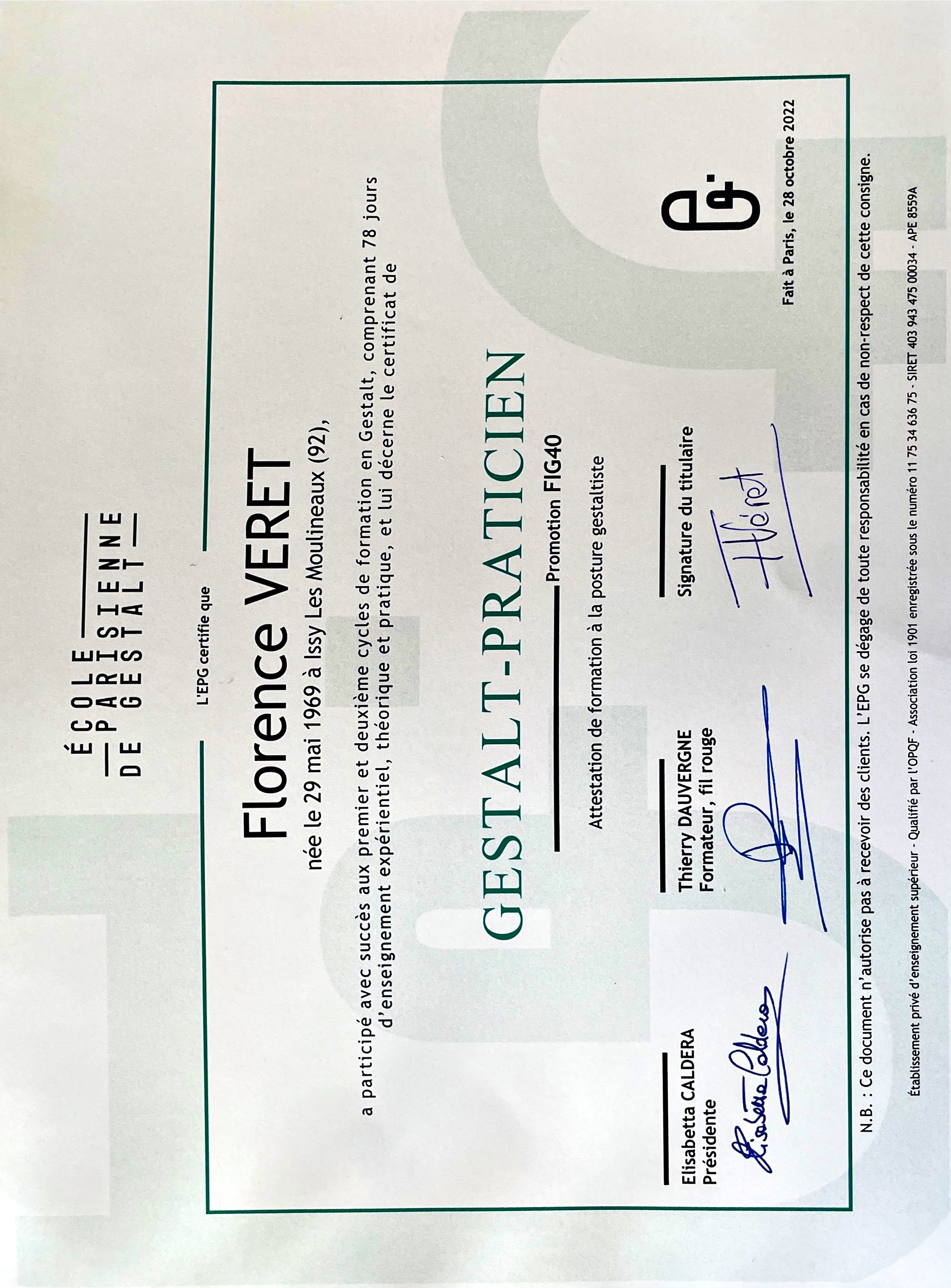 photo diplome Florence veret
