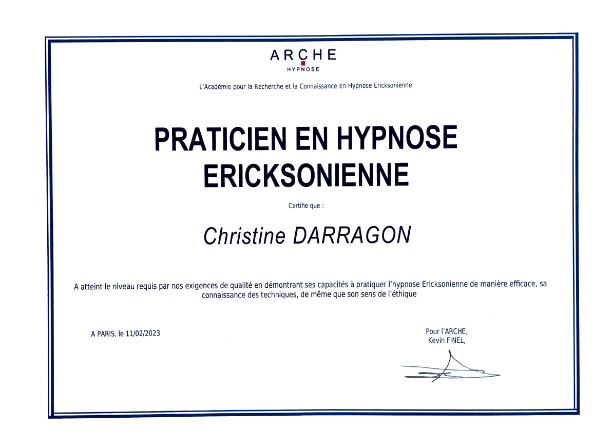 photo diplome Christine Darragon - Ô Cœur de Soi