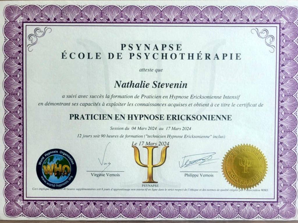 photo diplome Nathalie Stevenin 