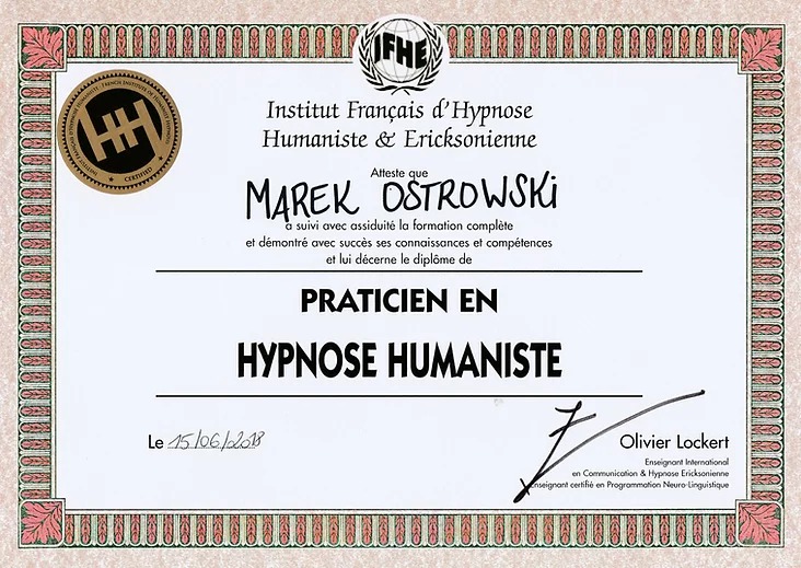 photo diplome Marek Ostrowski - ObienEtre