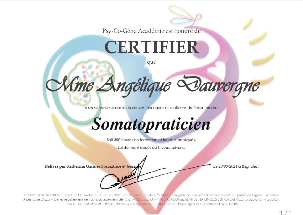 photo diplome Angélique Dauvergne