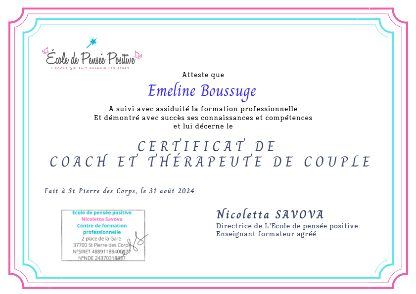 photo diplome Emeline Eme&Vous