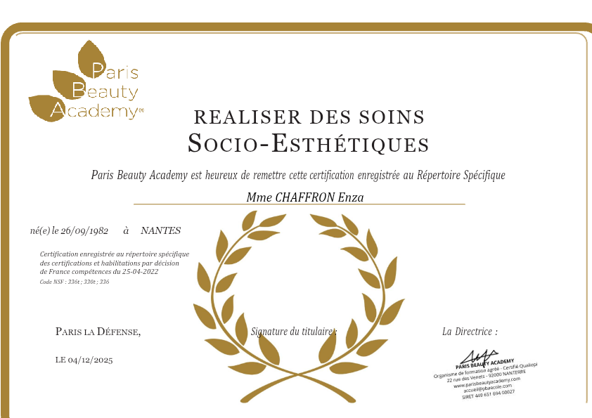 photo diplome Enza Chaffron