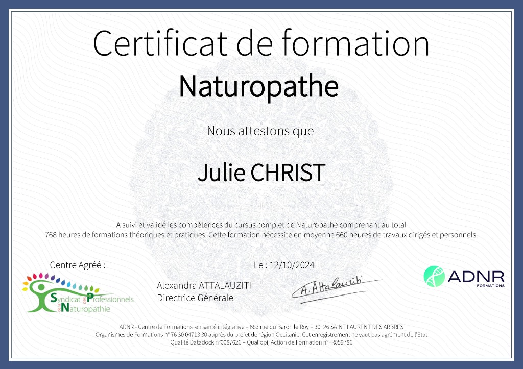 photo diplome Julie Christ