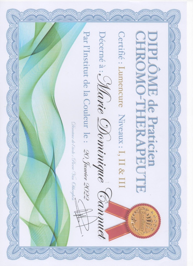 photo diplome La Lumière Essentielle 
