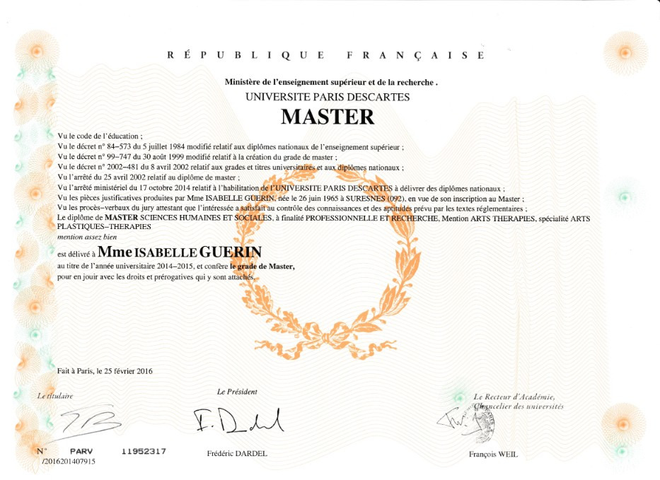 photo diplome Isabelle BARTHELEMY