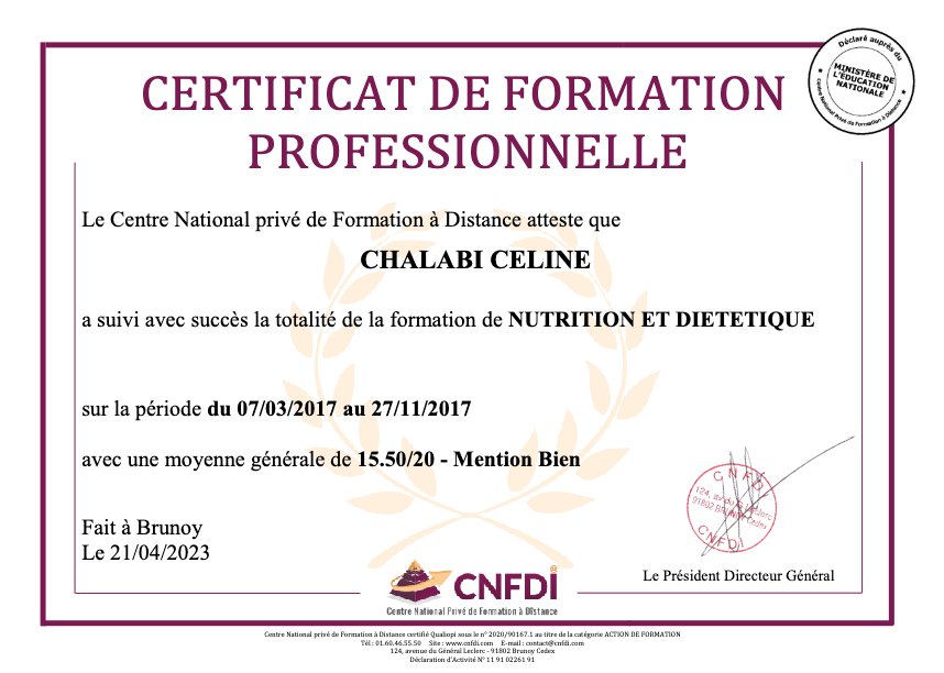 photo diplome Céline Chalabi