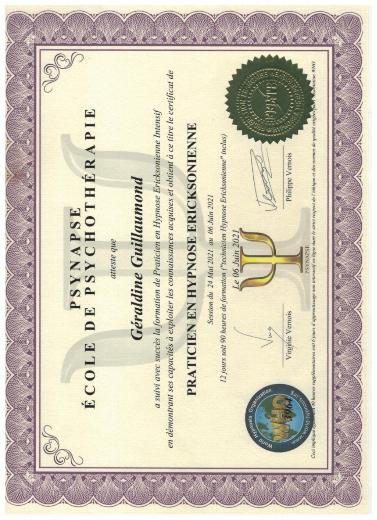 photo diplome Géraldine GUILLAUMOND