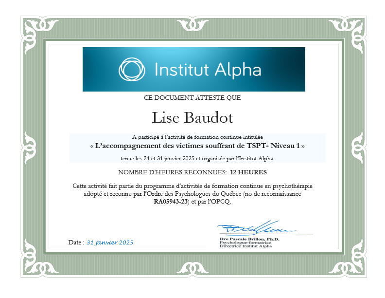 photo diplome Lise Baudot - Novae