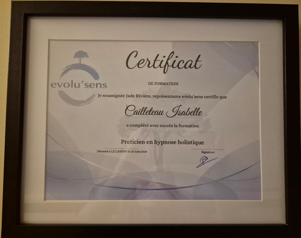 photo diplome Isa.C Sérénité