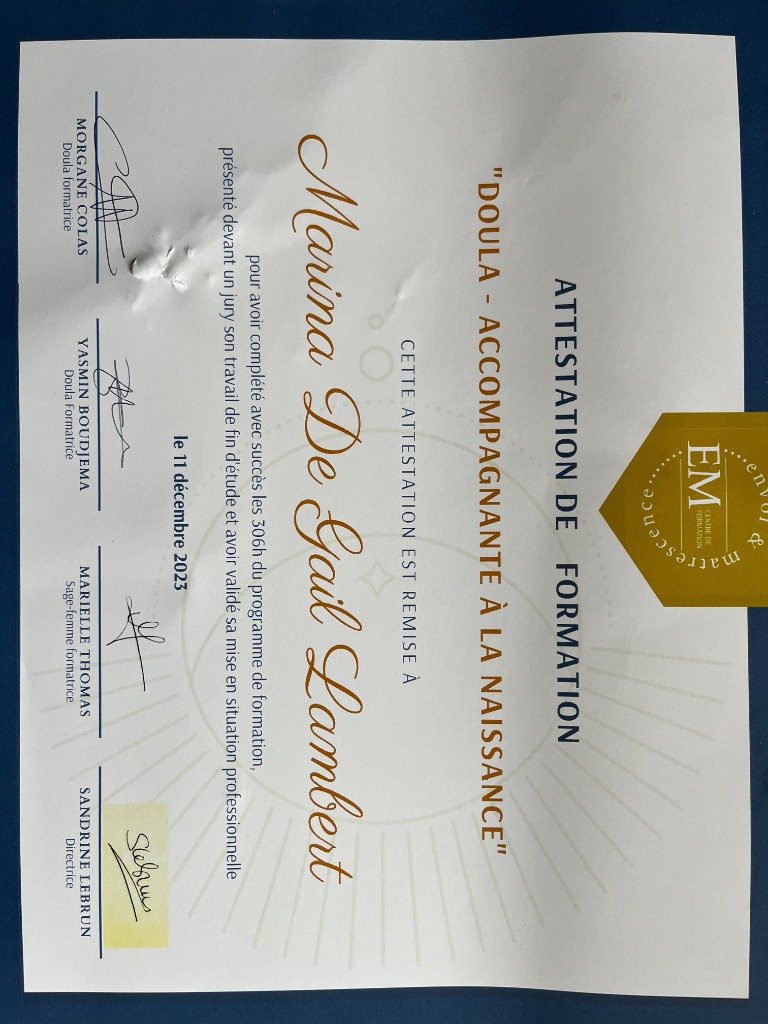 photo diplome Marina DE GAIL