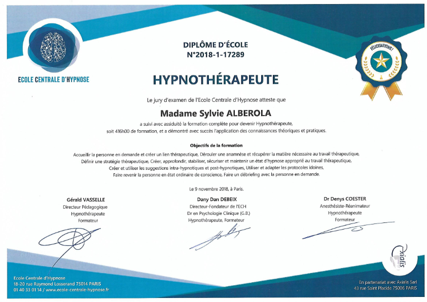 photo diplome Sylvie ALBEROLA