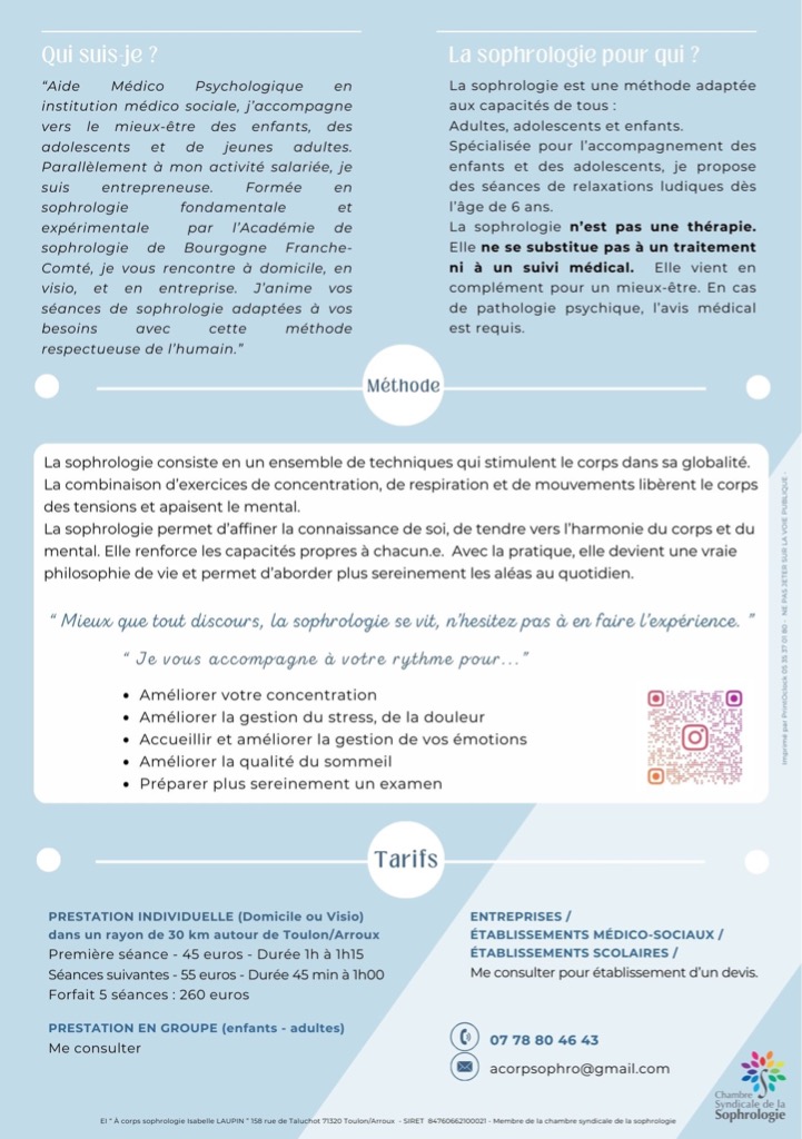 photo portrait Isabelle Laupin " À corps sophrologie "