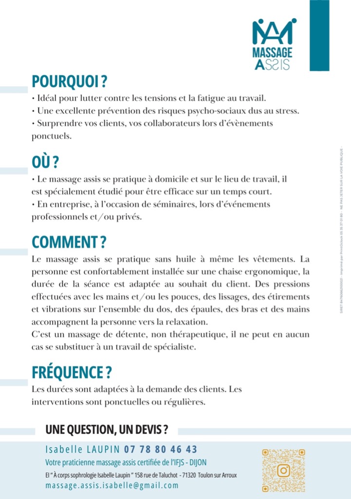 photo seance Isabelle Laupin " À corps sophrologie "