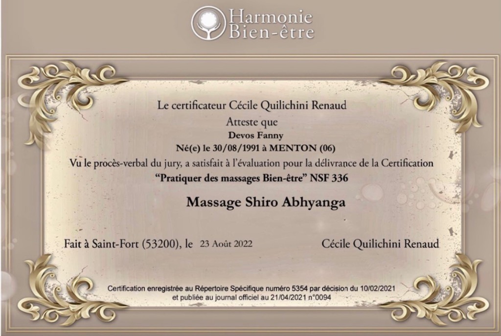 photo diplome FANNY DEVOS  « INSPIRATION »