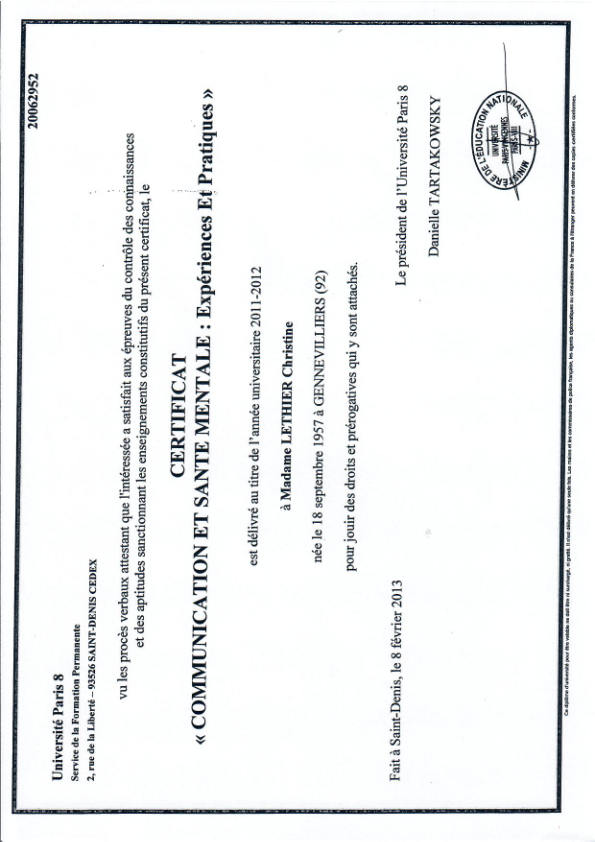 photo diplome Christine LETHIER