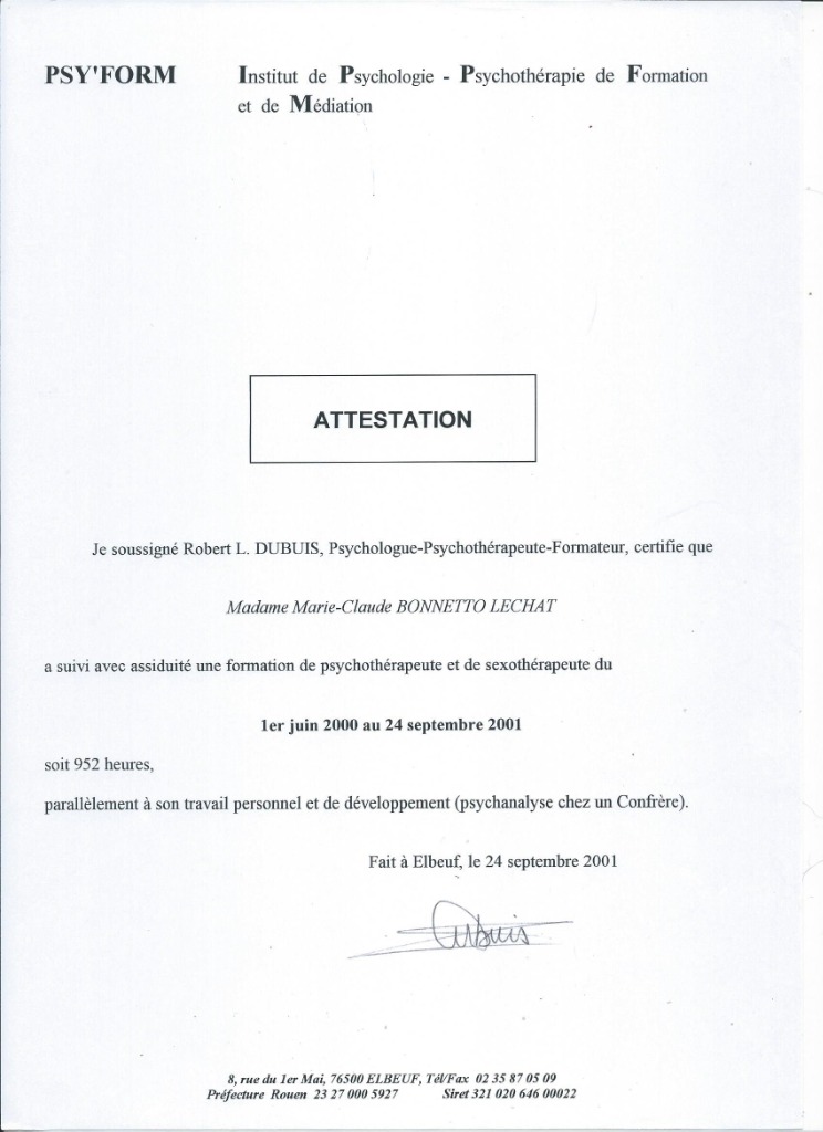 photo diplome Marie-Claude BONNETTO