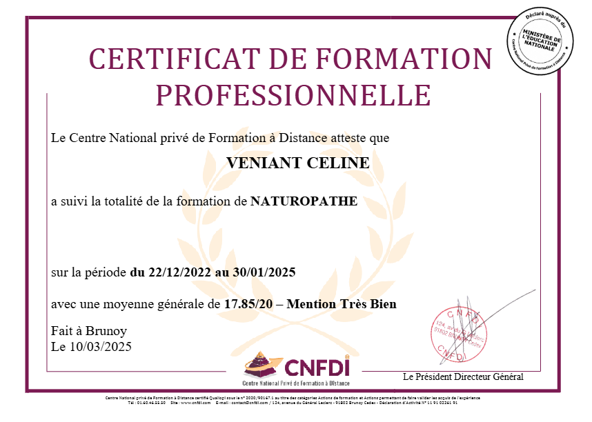 photo diplome Céline VENIANT 