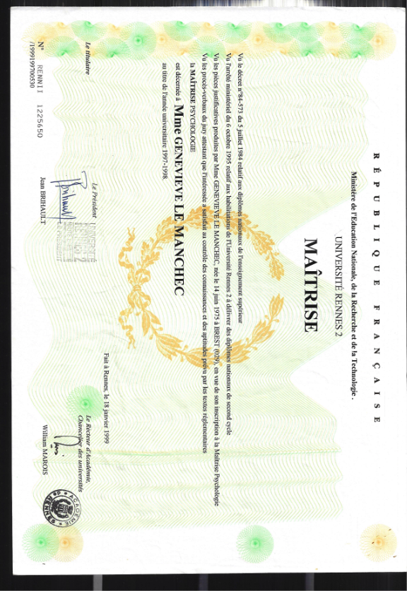 photo diplome LE BIGOT Geneviève