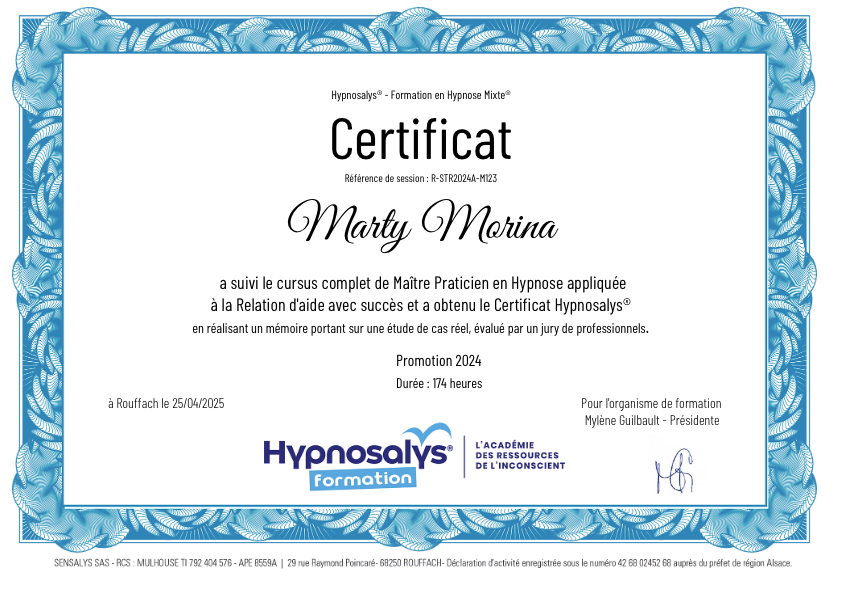 photo diplome Marty Morina