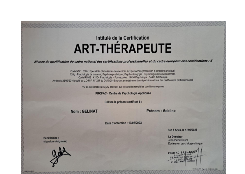 photo diplome ADELINE GELINAT