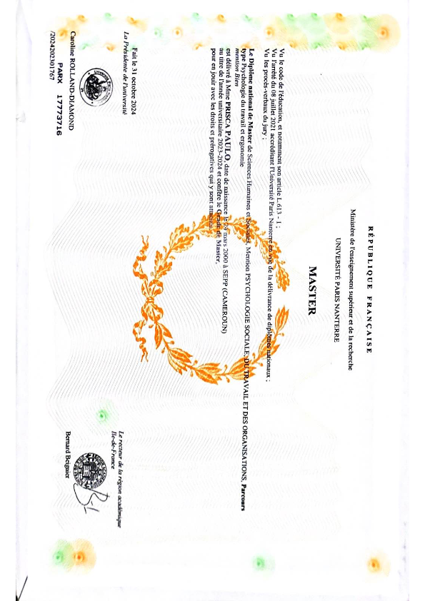 photo diplome Prisca Paulo