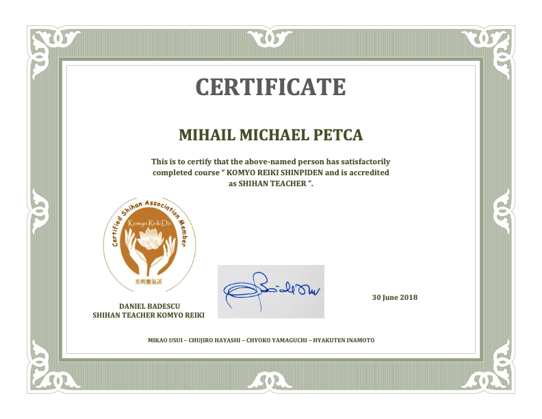 photo diplome MICHAEL PETCA