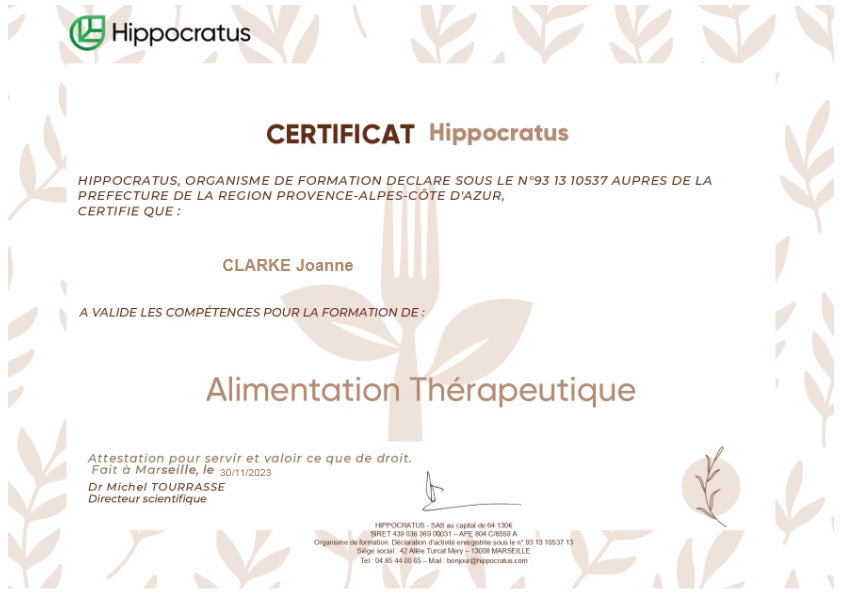 photo diplome La Guérisseuse Verte 