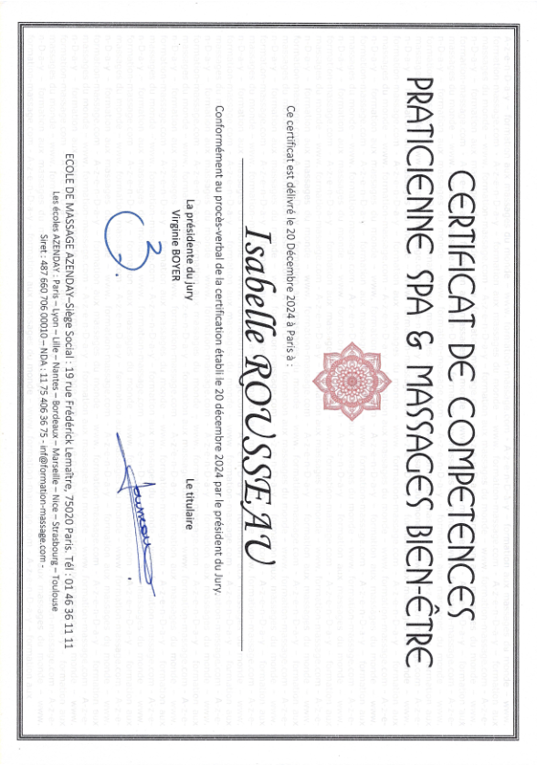 photo diplome Isabelle ROUSSEAU