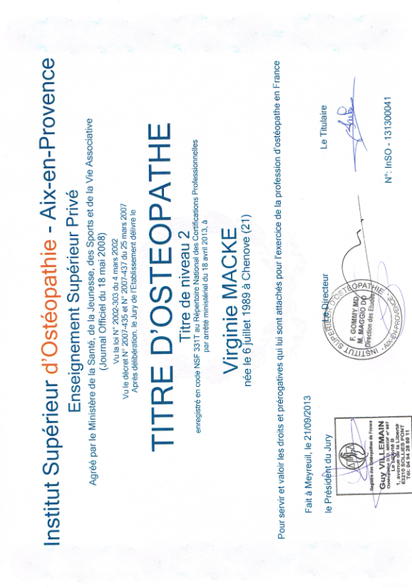 photo diplome Virginie MACKE