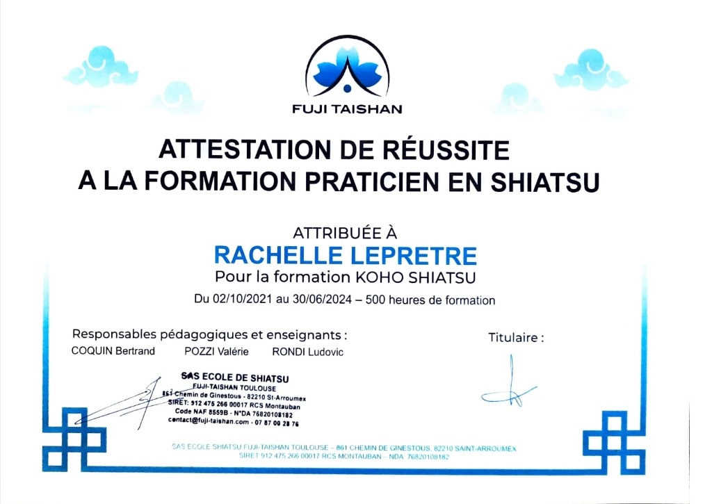 photo diplome Cabinet Ishin Denshin