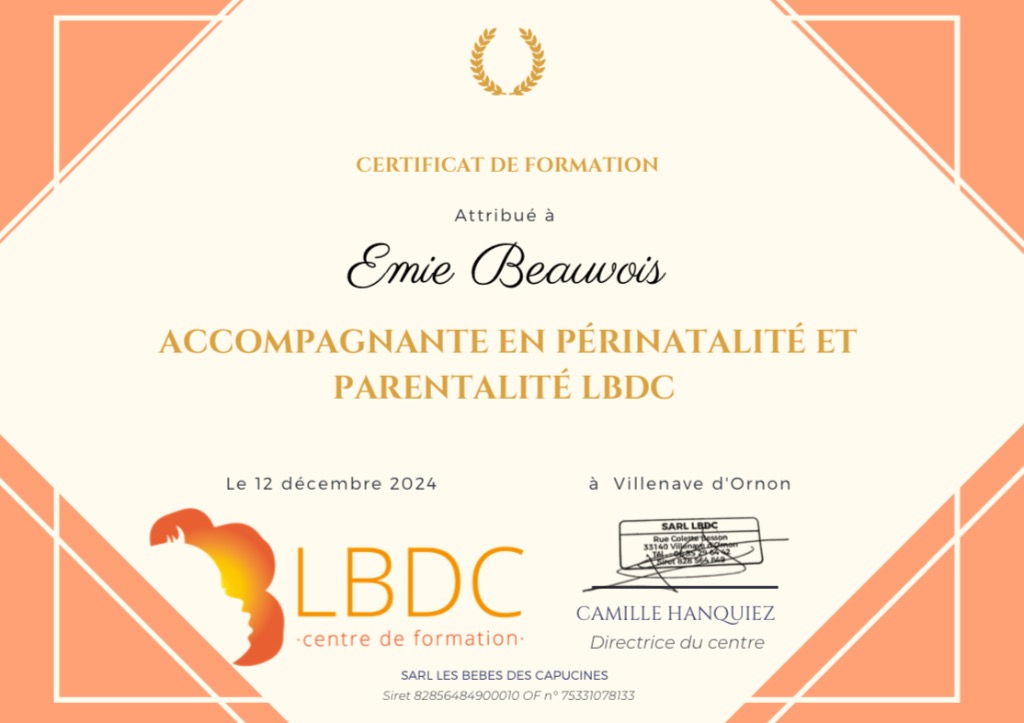 photo diplome Emie Doula - Notrenaissance