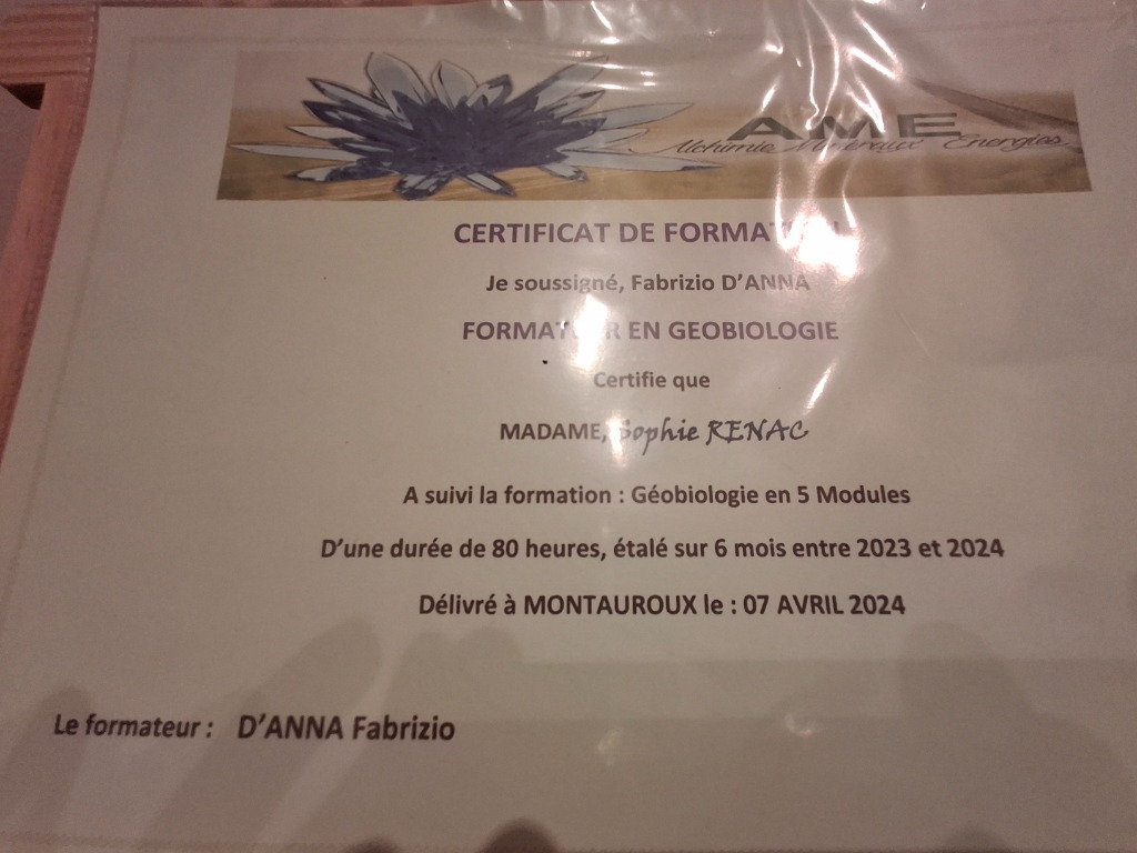 photo diplome Sophie RENAC/Sophie Energeticair