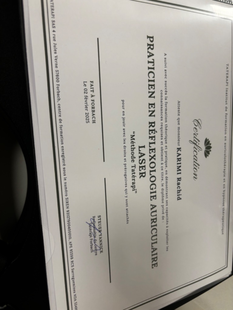 photo diplome Laser stop dépendance 