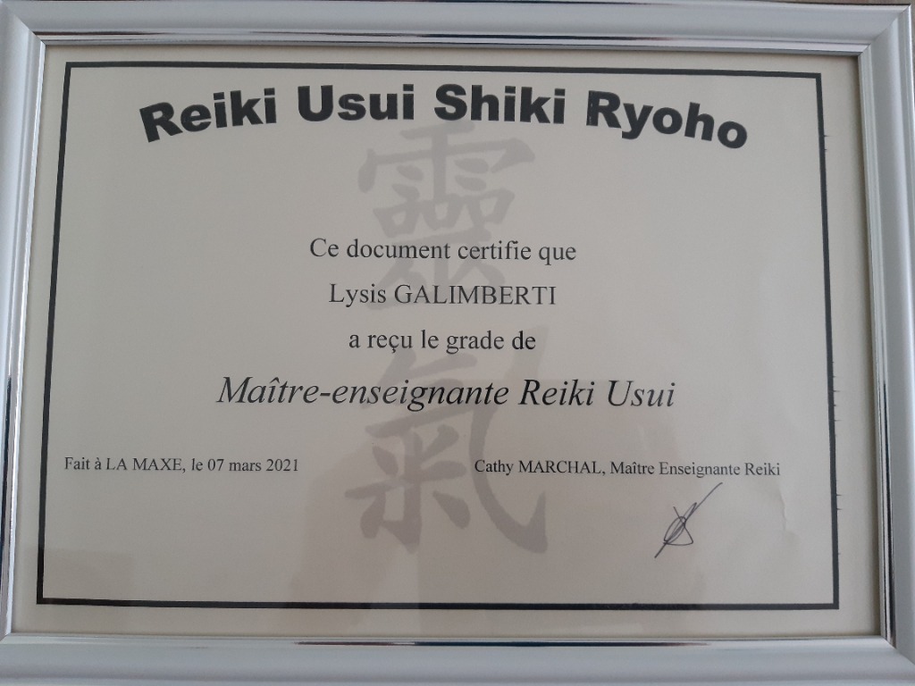 photo diplome Energilys Reiki