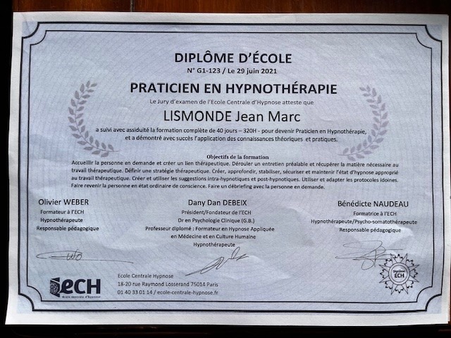 photo diplome Jean-Marc LISMONDE