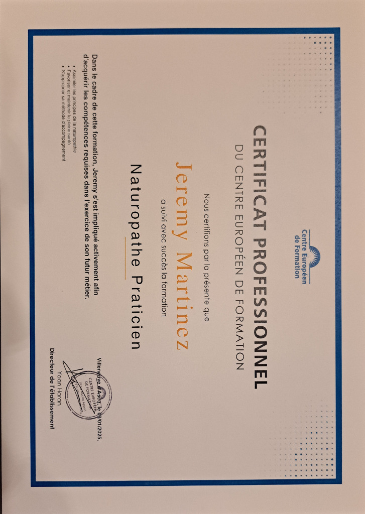 photo diplome Jérémy Martinez