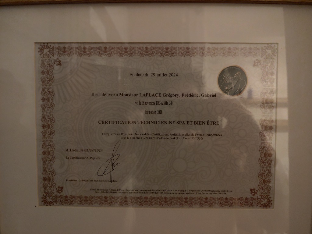photo diplome Namo massage