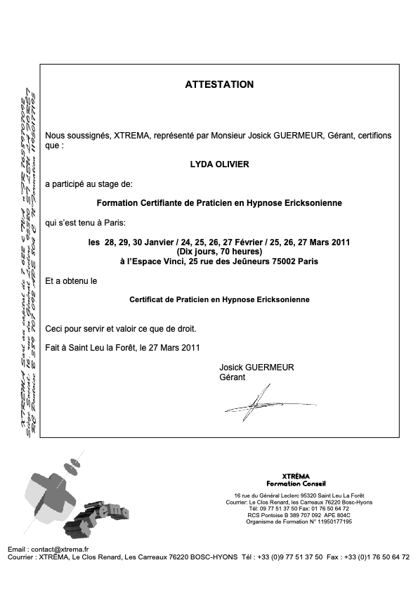 photo diplome LYDA THERAPY