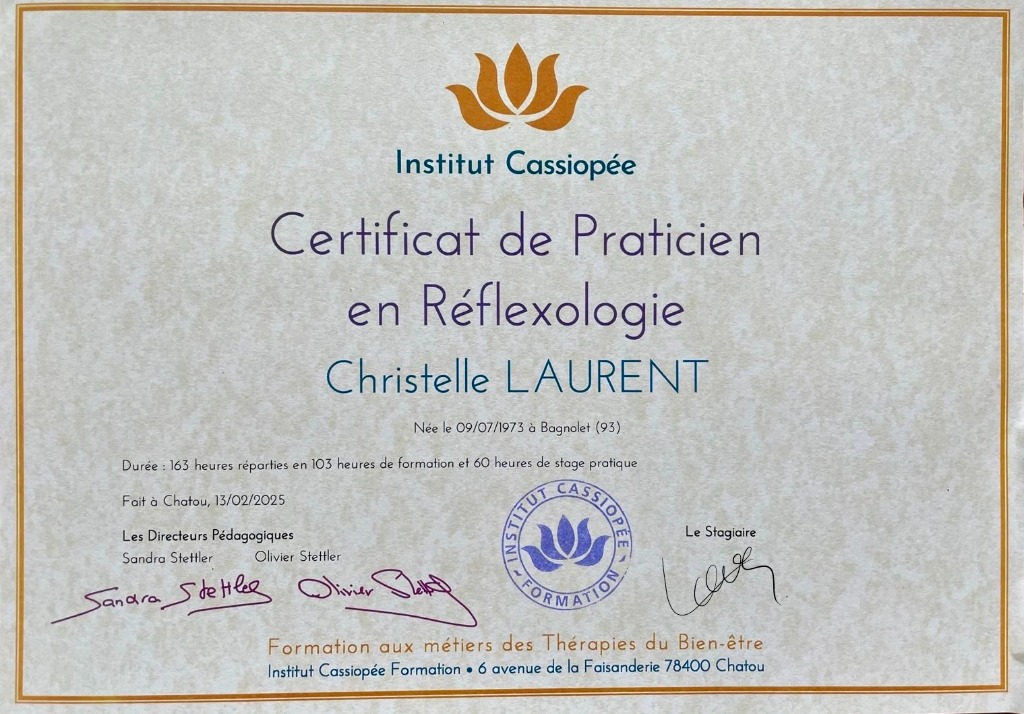 photo diplome HARMONIE DES SENS - Christelle LAURENT