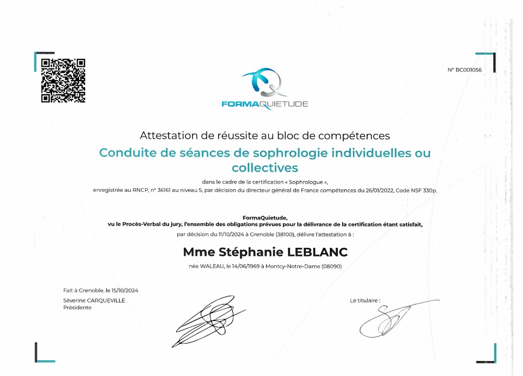 photo diplome Stéphanie Leblanc