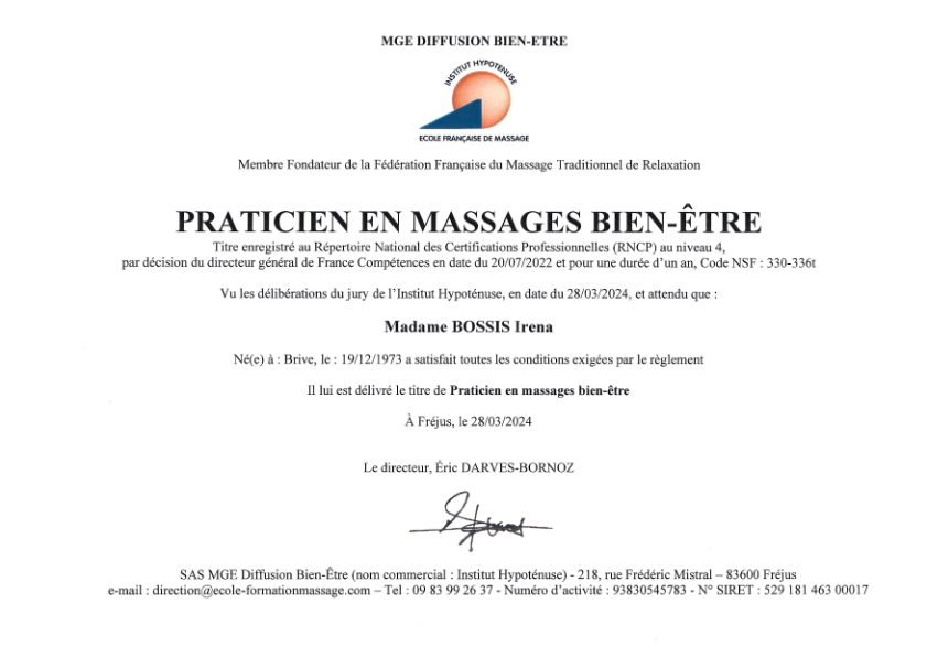 photo diplome Iréna Bossis 