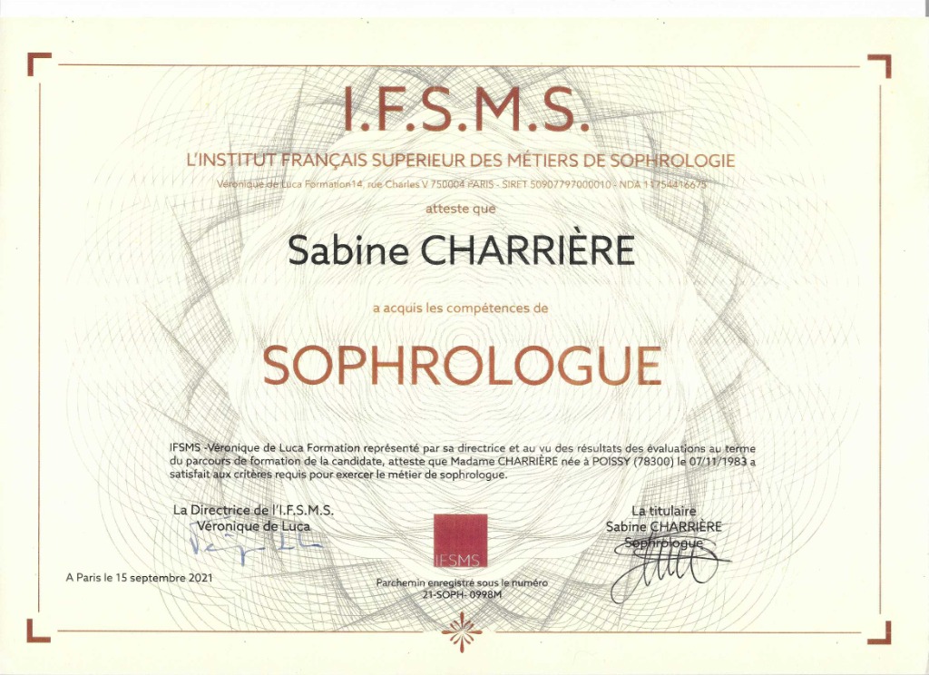 photo diplome Sabine Charrière