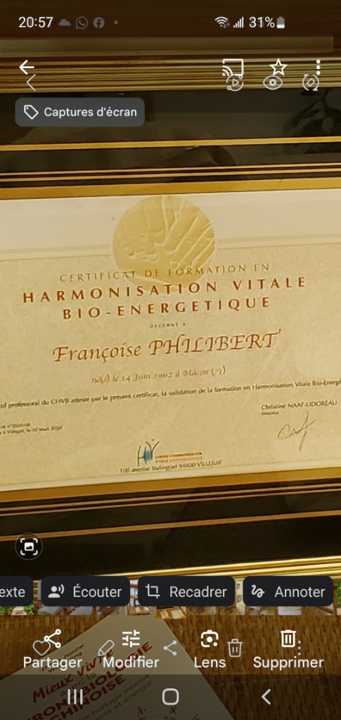 photo diplome Françoise Philibert