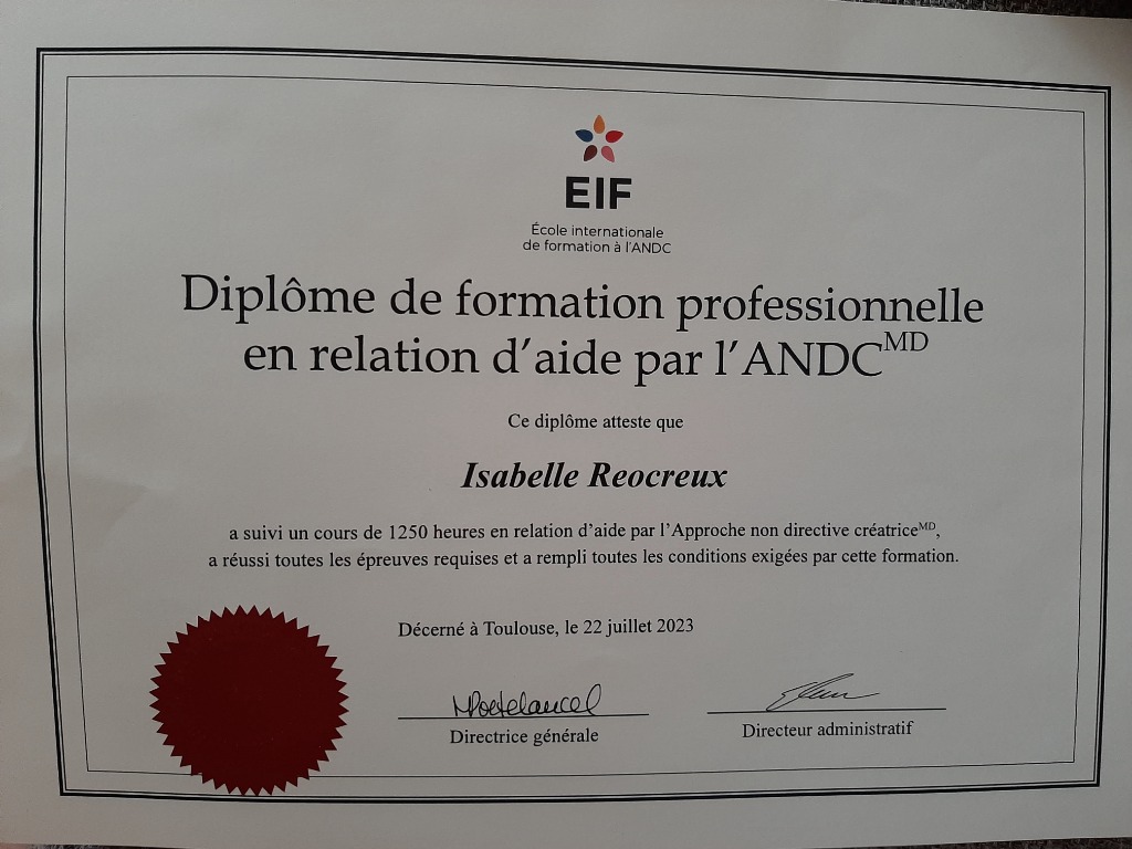 photo diplome Isabelle Réocreux