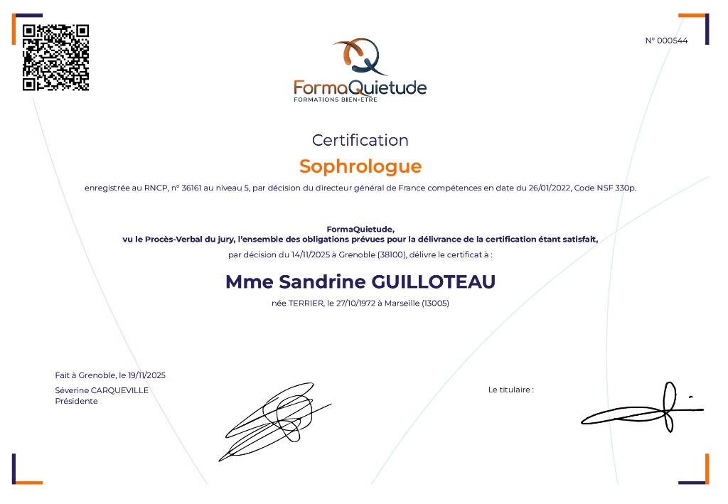 photo seance Sophr’Aromat - Sandrine Guilloteau